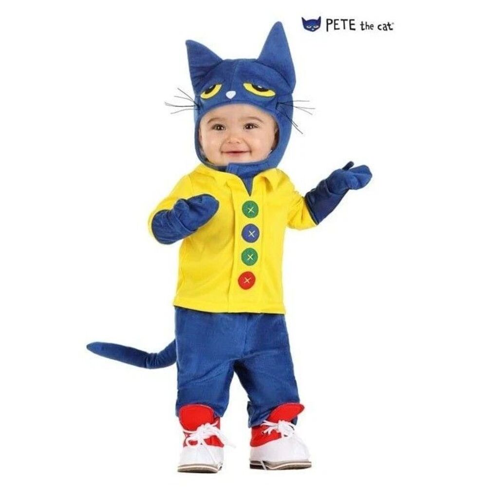 Pete the Cat Costume Blue Plush Pants Top Mask Shoes Baby Size 9-12 Months